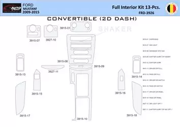Ford Mustang 2010-2015 Inleg dashboard Interieurset aansluitend en pasgemaakt 13 Delen
