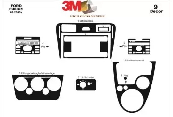 Ford Fusion 09.05 - 09.10 3D Inleg dashboard Interieurset aansluitend en pasgemaakt op he 9 -Teile
