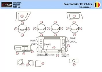 Toyota Tacoma 2016-2021 Mascherine sagomate per rivestimento cruscotti 29 Decori