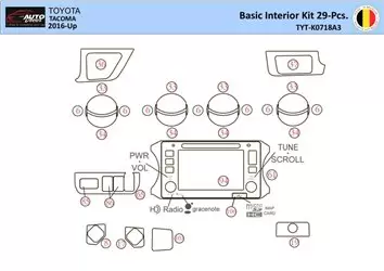 Toyota Tacoma 2016-2021 Mittelkonsole Armaturendekor WHZ Cockpit Dekor 29 Teilige - 1- Cockpit Dekor Innenraum