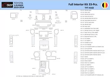 Toyota 4Runner 2010-2014 Inleg dashboard Interieurset aansluitend en pasgemaakt 33 Delen