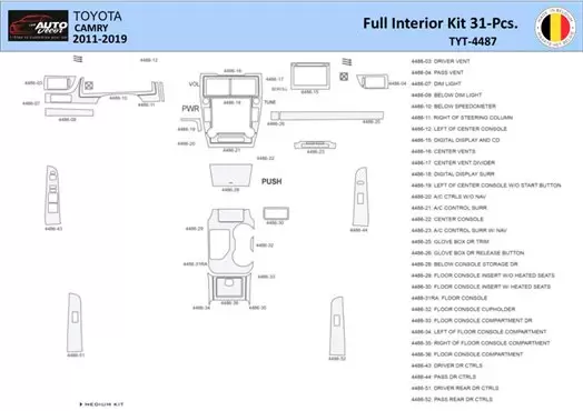 Toyota Camry 2011-2019 Mittelkonsole Armaturendekor WHZ Cockpit Dekor 31 Teilige - 1- Cockpit Dekor Innenraum