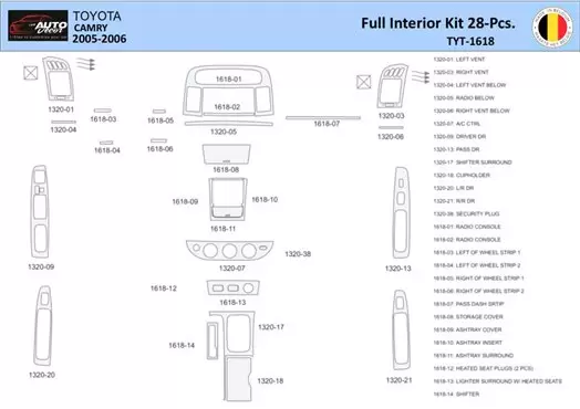 Toyota Camry 2005-2006 Interior WHZ Dashboard trim kit 28 Parts