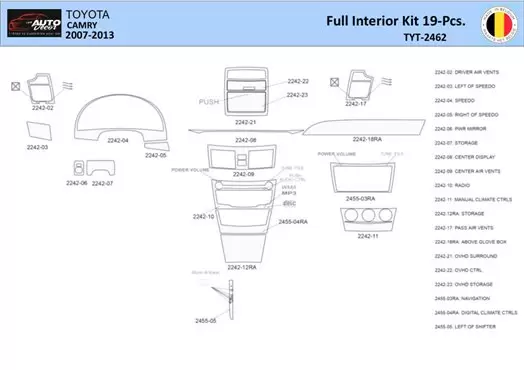 Toyota Camry 2006-2013 Mittelkonsole Armaturendekor WHZ Cockpit Dekor 19 Teilige - 1- Cockpit Dekor Innenraum