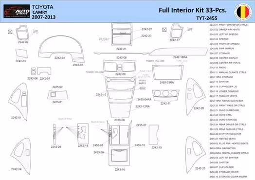 Toyota Camry 2006-2013 Mittelkonsole Armaturendekor WHZ Cockpit Dekor 33 Teilige - 1- Cockpit Dekor Innenraum