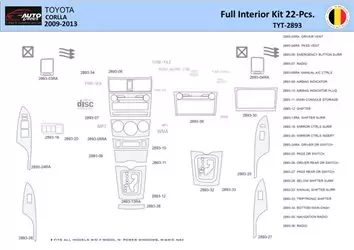 Toyota Corolla 2009 Inleg dashboard Interieurset aansluitend en pasgemaakt 22 Delen