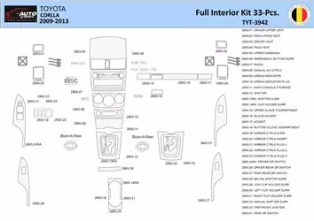 Toyota Corolla 2009 Inleg dashboard Interieurset aansluitend en pasgemaakt 33 Delen