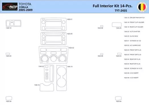 Toyota Corolla 2005 Mittelkonsole Armaturendekor WHZ Cockpit Dekor 14 Teilige - 1- Cockpit Dekor Innenraum