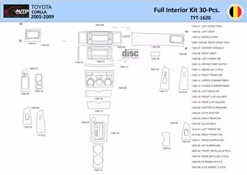 Toyota Corolla 2005 Inleg dashboard Interieurset aansluitend en pasgemaakt 30 Delen