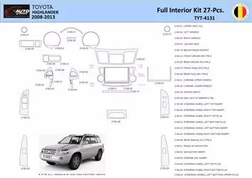 Toyota Highlander 2008-2013 Inleg dashboard Interieurset aansluitend en pasgemaakt 27 Delen