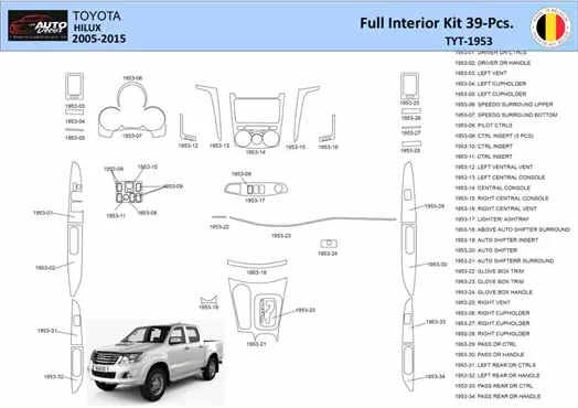 Toyota Hilux 2005 Mascherine sagomate per rivestimento cruscotti 39 Decori