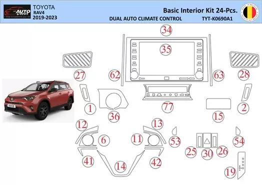 Toyota RAV4 2019 Mascherine sagomate per rivestimento cruscotti 24 Decori