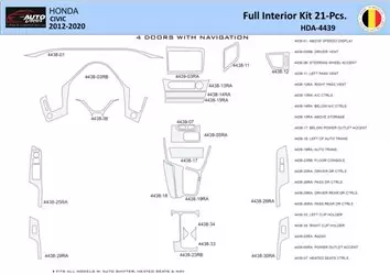 Honda Civic X 2012-2015 Interior WHZ Dashboard trim kit 21 Parts