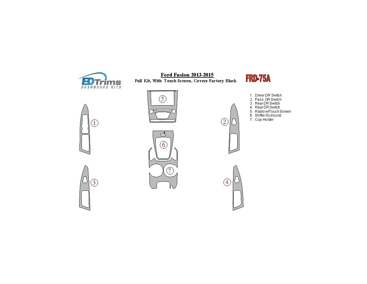 Ford Fusion 2013-UP Voll Satz, With Touch screen, Over OEM Main Interior Kit BD innenausstattung armaturendekor cockpit dekor - 