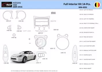 Nissan 370Z-2009 Interior WHZ Dashboard trim kit 14 Parts