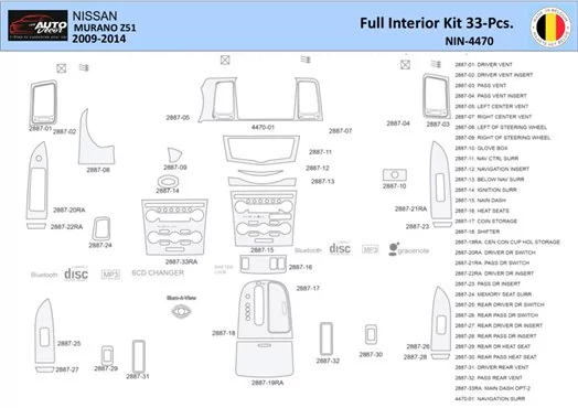 Nissan Murano 2011 Mittelkonsole Armaturendekor WHZ Cockpit Dekor 33 Teilige - 1- Cockpit Innenraum Dekor 