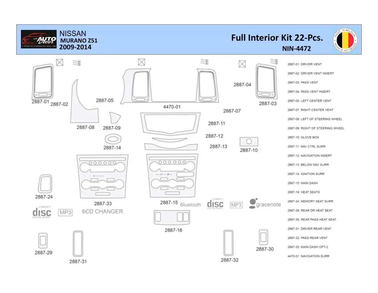 Nissan Murano 2011 Mittelkonsole Armaturendekor WHZ Cockpit Dekor 22 Teilige - 1- Cockpit Innenraum Dekor Nissan Murano 2011 Mittelkonsole Armaturendekor WHZ Cockpit Dekor 22 Teilige - 1- Cockpit Innenraum Dekor