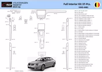 Volkswagen Passat B7-5 2014 Kit la décoration du tableau de bord 37 Pièce - 1 - habillage decor de tableau de bord