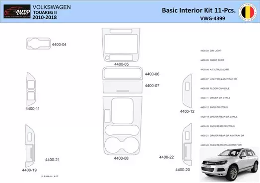 Volkswagen Touareg II 2010-2018 Inleg dashboard Interieurset aansluitend en pasgemaakt 11 Delen