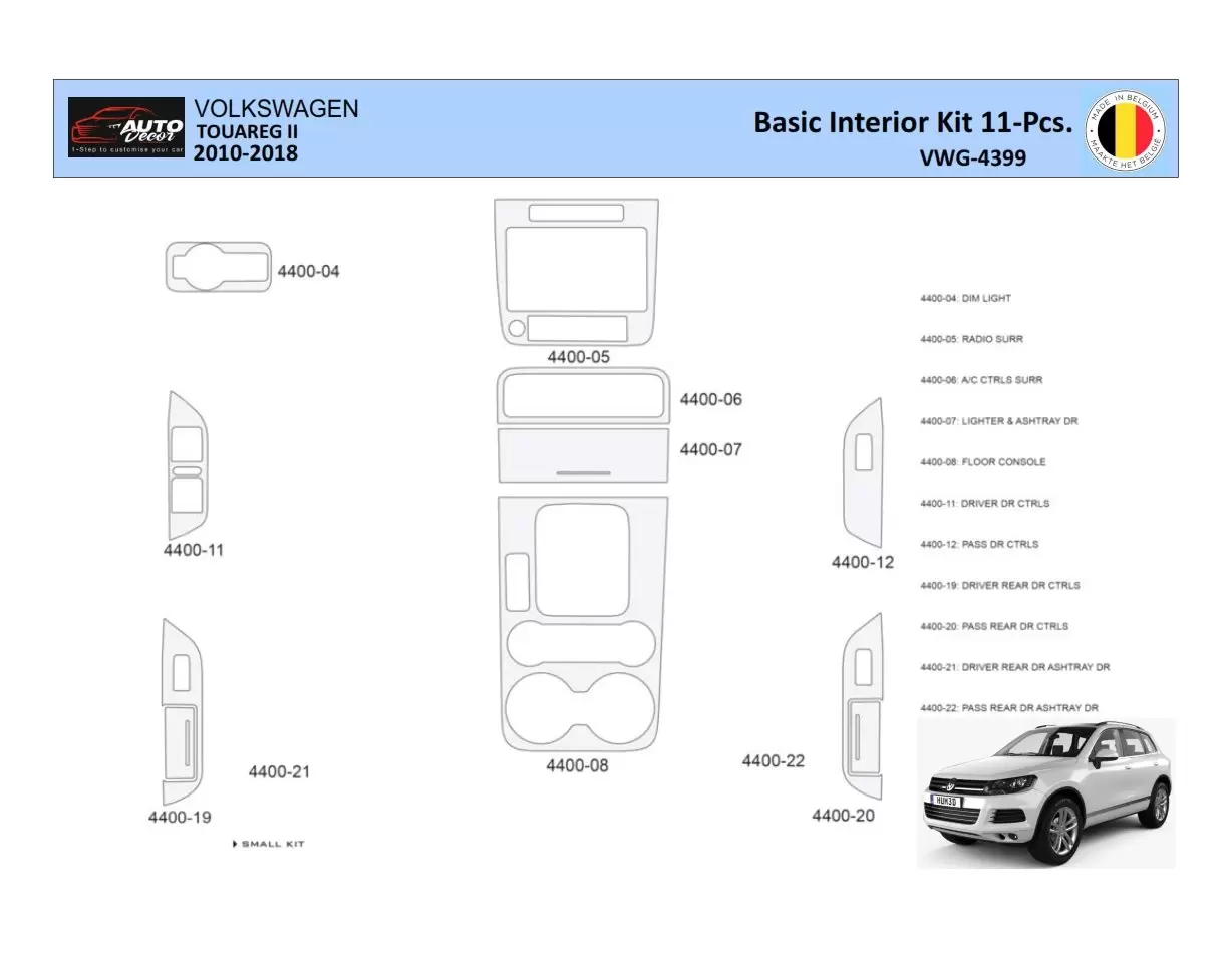 Volkswagen Touareg II 2010-2018 Mittelkonsole Armaturendekor WHZ Cockpit Dekor 11 Teilige - 1- Cockpit Dekor Innenraum