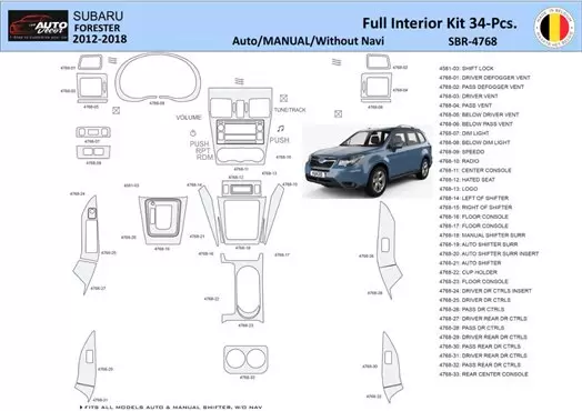 Subaru Forester 2012-2018 Mittelkonsole Armaturendekor WHZ Cockpit Dekor 34 Teilige - 1- Cockpit Dekor Innenraum