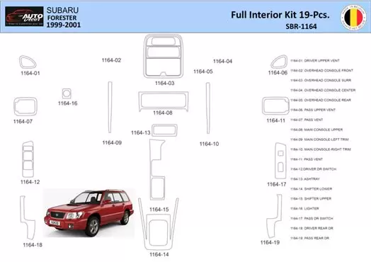 Subaru Forester 2000 Kit la décoration du tableau de bord 19 Pièce - 1 - habillage decor de tableau de bord