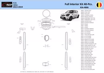KIA Soul 2013 Interior WHZ Dashboard trim kit 40 Parts