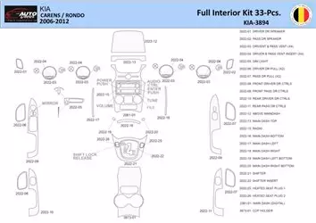 KIA Carens 2009 Inleg dashboard Interieurset aansluitend en pasgemaakt 32 Delen