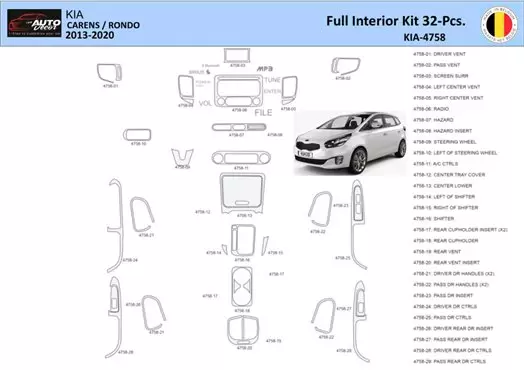 KIA Carens 2013 Interior WHZ Dashboard trim kit Parts