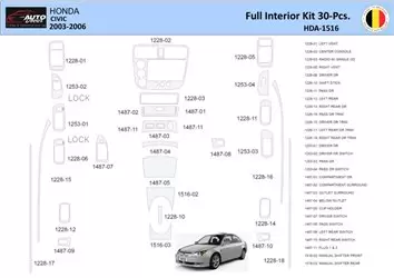 Honda Civic 2002-2005 Interior WHZ Dashboard trim kit 30 Parts