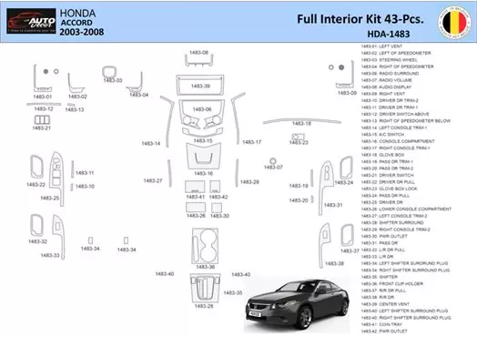 Honda Accord 2003-2007 Interior WHZ Dashboard trim kit 43 Parts