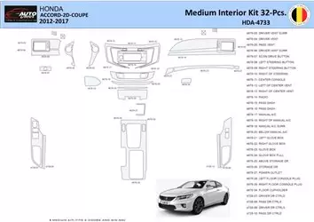 Honda Accord 2014-2022 Mascherine sagomate per rivestimento cruscotti 32 Decori