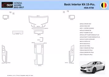 Honda Accord 2014-2022 Inleg dashboard Interieurset aansluitend en pasgemaakt 15 Delen