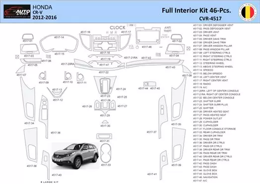 Honda CR-V 2012-2016 Interior WHZ Dashboard trim kit 46 Parts