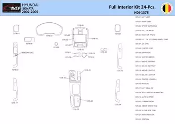 Hyundai Sonata 2002-2005-24 Inleg dashboard Interieurset aansluitend en pasgemaakt 24 Delen