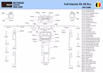 Hyundai Sonata 2006-2008 Inleg dashboard Interieurset aansluitend en pasgemaakt 39 Delen