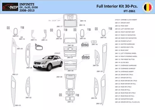 Infiniti EX35 2008-2013 Inleg dashboard Interieurset aansluitend en pasgemaakt 30 Delen