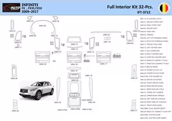 Infiniti FX S51 2009-2017 Interior WHZ Dashboard trim kit 32 Parts