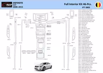 Infiniti G37 2008–2015 Sedan Interior WHZ Dashboard trim kit 46 Parts