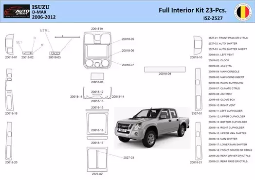 Isuzu D-Max Interior WHZ Dashboard trim kit 23 Parts