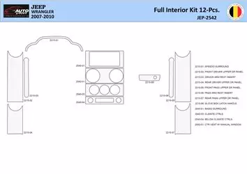 Jeep Wrangler 2007-2010 Interior WHZ Dashboard trim kit 12 Parts