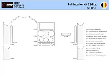 Jeep Wrangler 2007-2010 Mittelkonsole Armaturendekor WHZ Cockpit Dekor 12 Teilige - 1- Cockpit Innenraum Dekor 