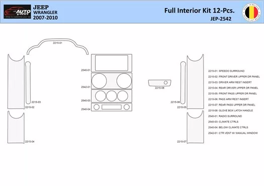 Jeep Wrangler 2007-2010 Kit la décoration du tableau de bord 12 Pièce - 1 - habillage decor de tableau de bord Jeep Wrangler 2007-2010 Kit la décoration du tableau de bord 12 Pièce - 1 - habillage decor de tableau de bord