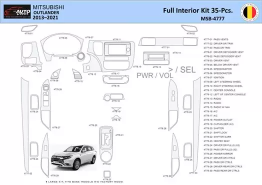 Mitsubishi Outlander 2013-2021 Kit la décoration du tableau de bord 35 Pièce - 1 - habillage decor de tableau de bord