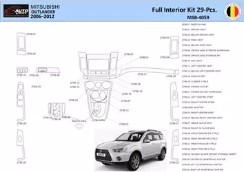 Mitsubishi Outlander 2006-2012 Interior WHZ Dashboard trim kit 29 Parts