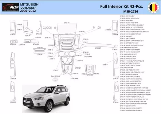 Mitsubishi Outlander 2007 Mascherine sagomate per rivestimento cruscotti 42 Decori