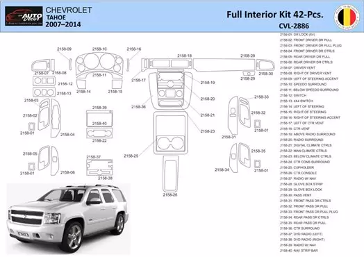 Chevrolet Tahoe 2007-2014 Mittelkonsole Armaturendekor WHZ Cockpit Dekor 42 Teilige - 1- Cockpit Dekor Innenraum