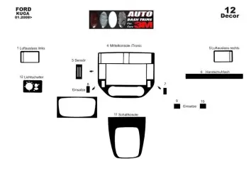 Ford Kuga I 2008-2013 Mittelkonsole Armaturendekor Cockpit Dekor 12-Teilige - 2- Cockpit Dekor Innenraum