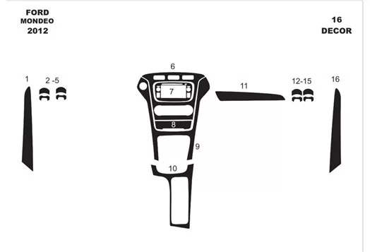 Ford Mondeo 2012 Mittelkonsole Armaturendekor Cockpit Dekor 16-Teilige - 1- Cockpit Dekor Innenraum