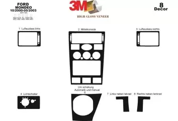 Ford Mondeo 10.00 - 05.03 3D Inleg dashboard Interieurset aansluitend en pasgemaakt op he 8 -Teile